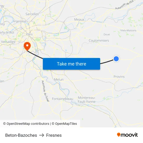 Beton-Bazoches to Fresnes map