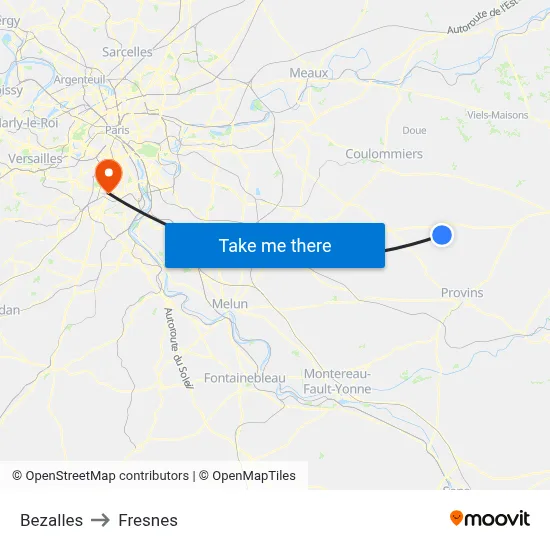 Bezalles to Fresnes map