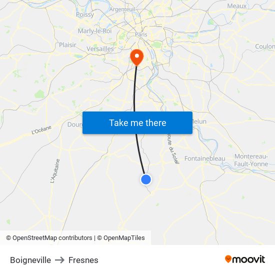 Boigneville to Fresnes map