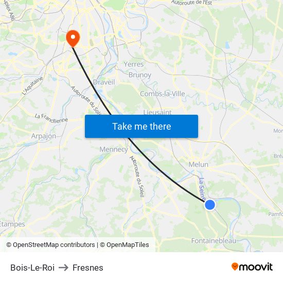 Bois-Le-Roi to Fresnes map