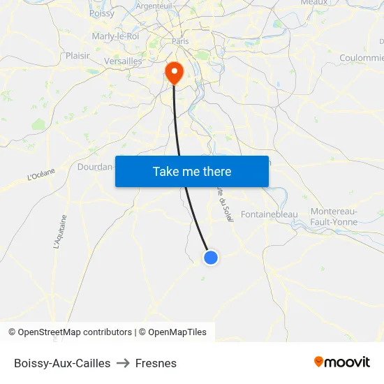 Boissy-Aux-Cailles to Fresnes map