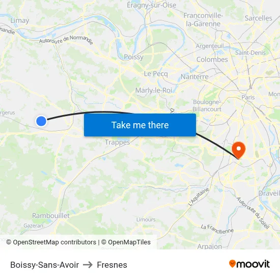 Boissy-Sans-Avoir to Fresnes map