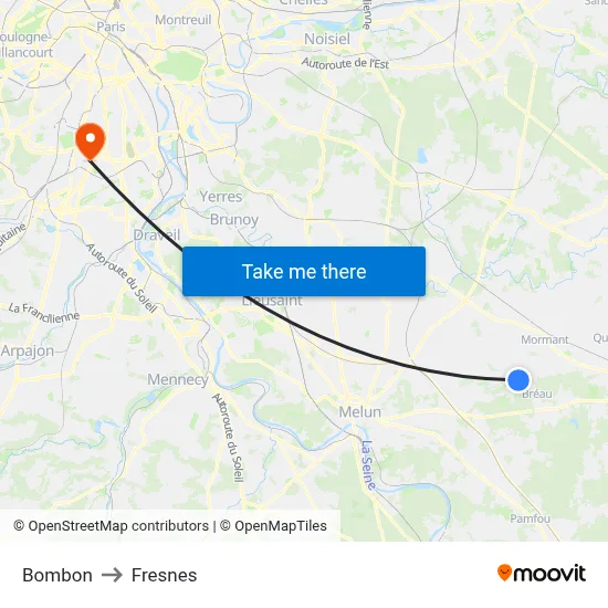 Bombon to Fresnes map