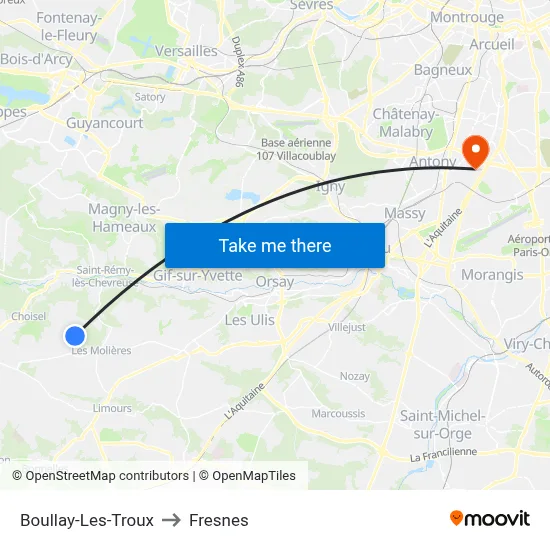 Boullay-Les-Troux to Fresnes map