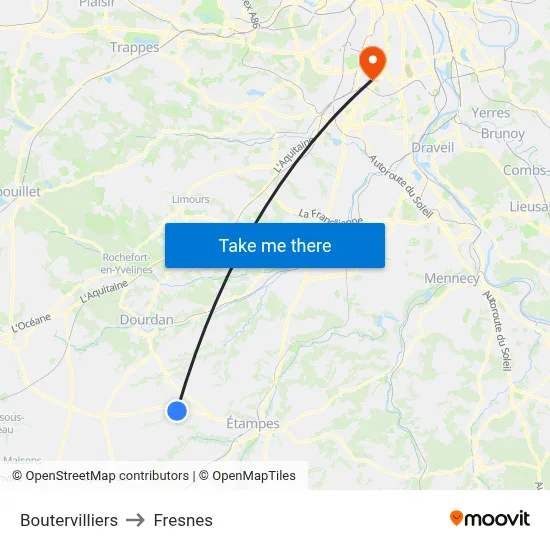 Boutervilliers to Fresnes map
