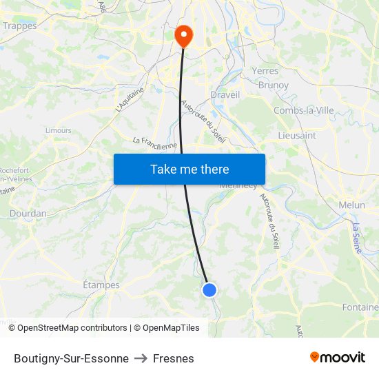 Boutigny-Sur-Essonne to Fresnes map