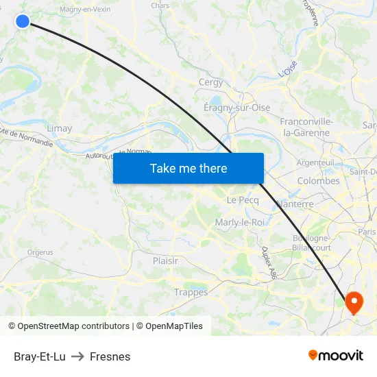 Bray-Et-Lu to Fresnes map