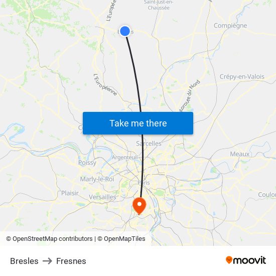 Bresles to Fresnes map