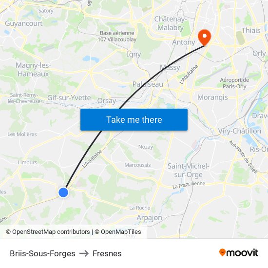 Briis-Sous-Forges to Fresnes map