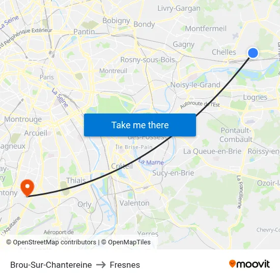Brou-Sur-Chantereine to Fresnes map