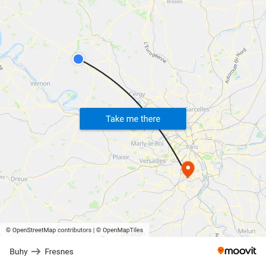 Buhy to Fresnes map