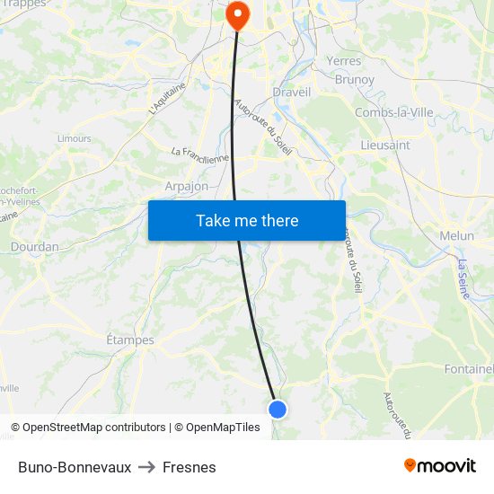Buno-Bonnevaux to Fresnes map