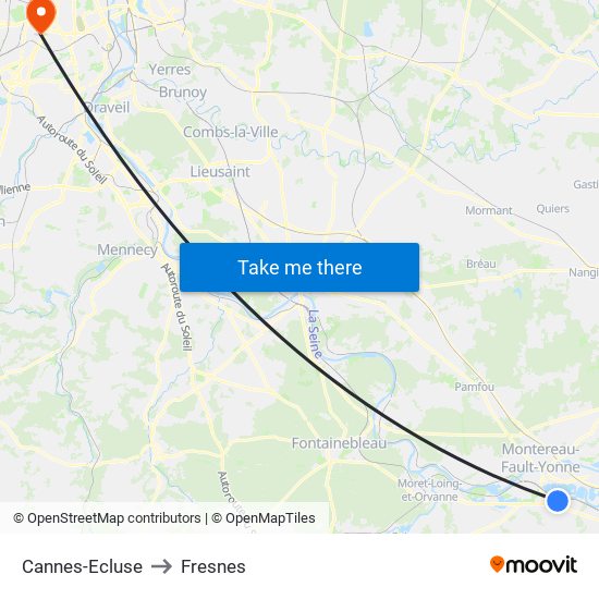 Cannes-Ecluse to Fresnes map