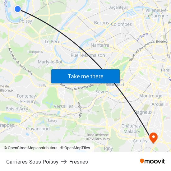 Carrieres-Sous-Poissy to Fresnes map
