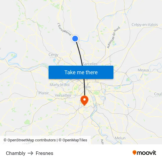 Chambly to Fresnes map