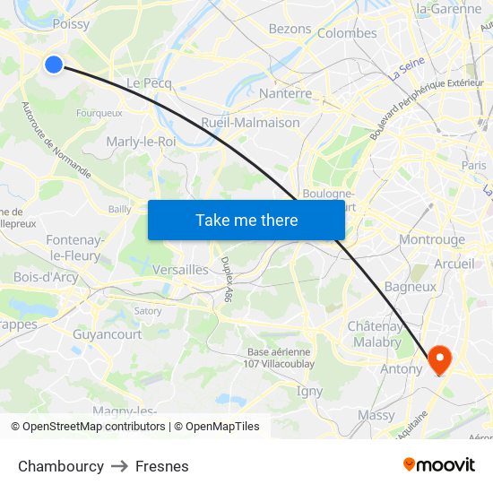 Chambourcy to Fresnes map