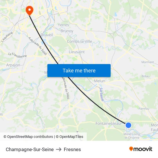 Champagne-Sur-Seine to Fresnes map