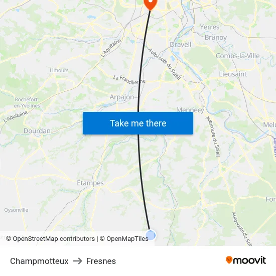 Champmotteux to Fresnes map