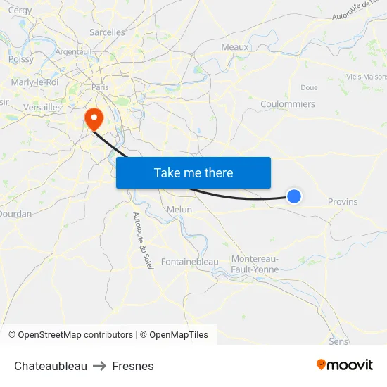 Chateaubleau to Fresnes map