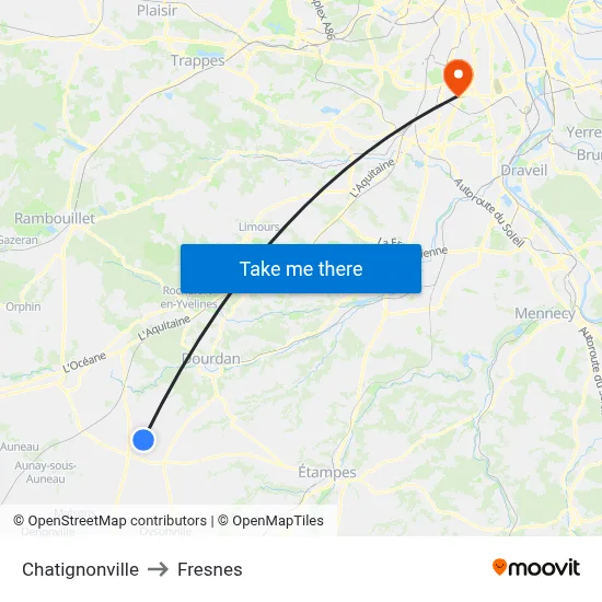 Chatignonville to Fresnes map