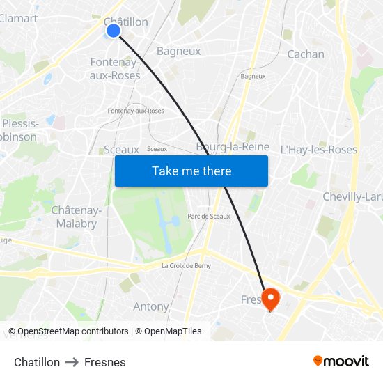 Chatillon to Fresnes map