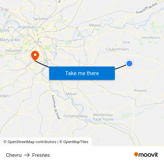 Chevru to Fresnes map
