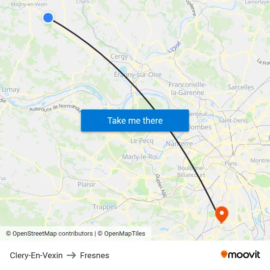 Clery-En-Vexin to Fresnes map