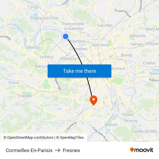 Cormeilles-En-Parisis to Fresnes map