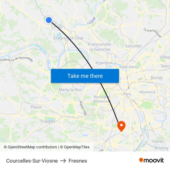 Courcelles-Sur-Viosne to Fresnes map