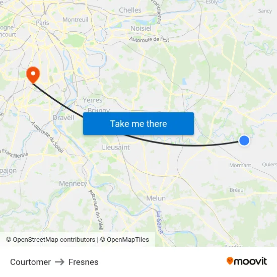 Courtomer to Fresnes map
