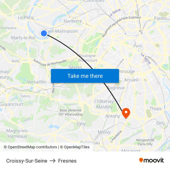 Croissy-Sur-Seine to Fresnes map