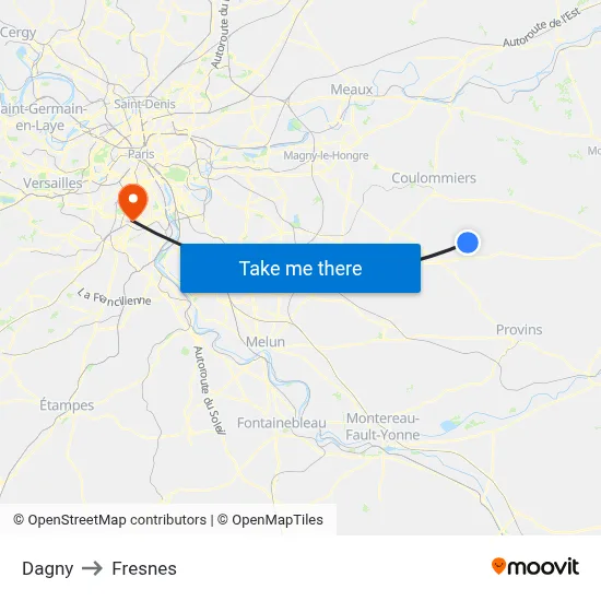 Dagny to Fresnes map
