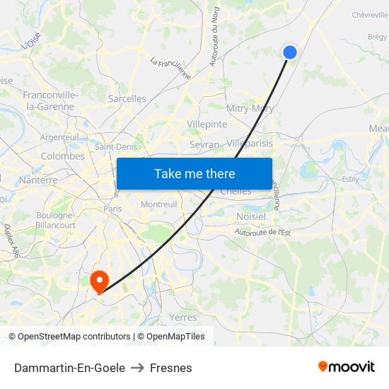 Dammartin-En-Goele to Fresnes map