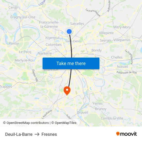 Deuil-La-Barre to Fresnes map