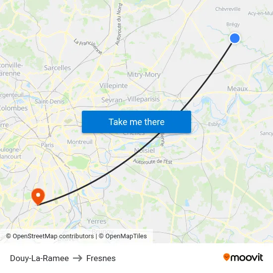 Douy-La-Ramee to Fresnes map