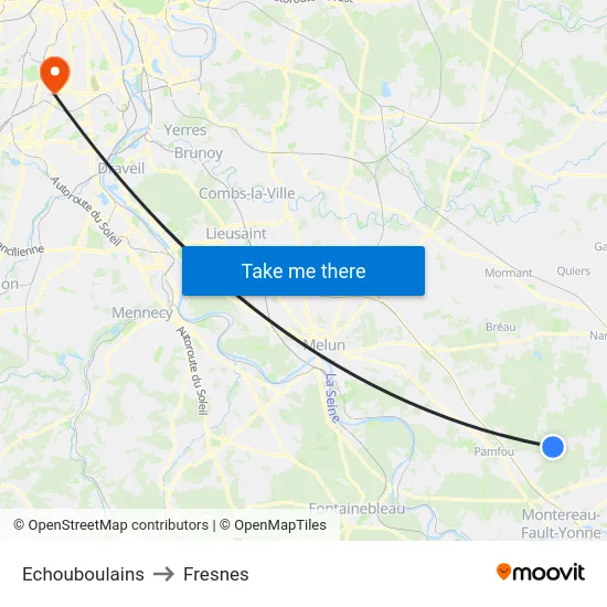Echouboulains to Fresnes map