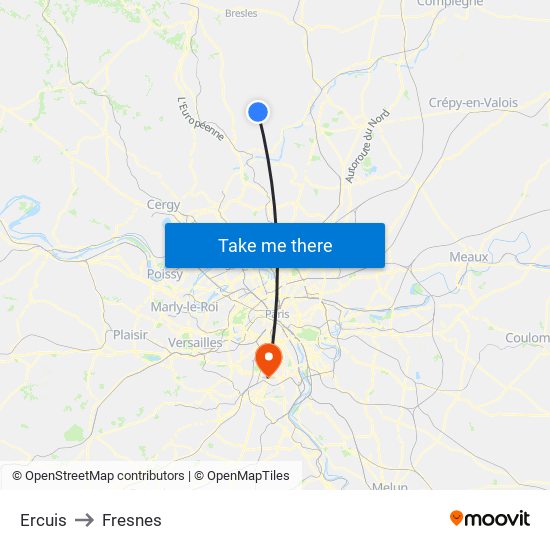 Ercuis to Fresnes map
