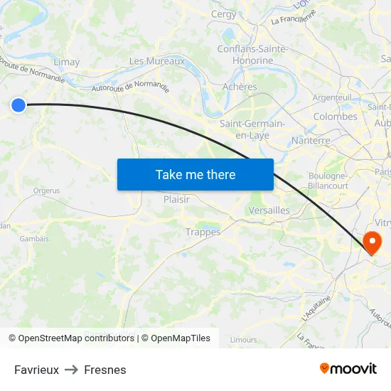 Favrieux to Fresnes map
