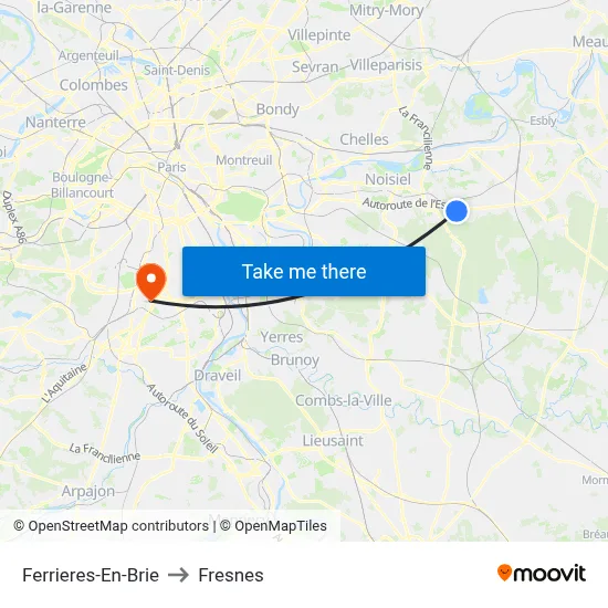 Ferrieres-En-Brie to Fresnes map