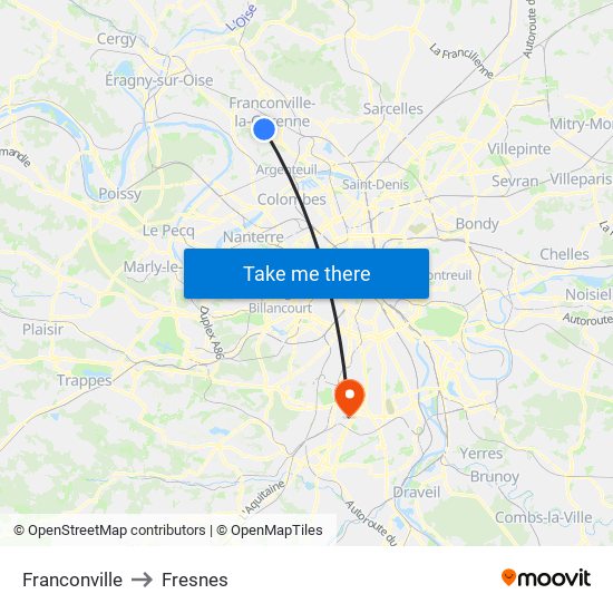 Franconville to Fresnes map