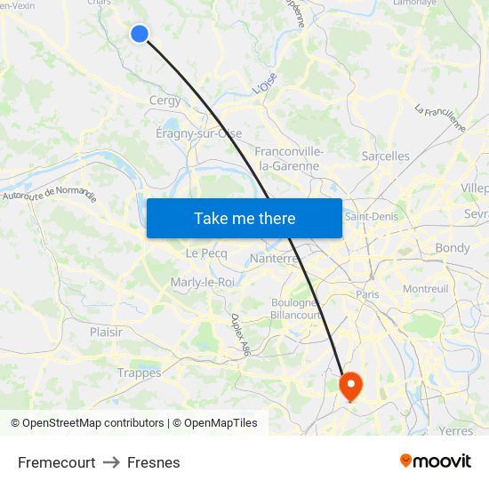 Fremecourt to Fresnes map