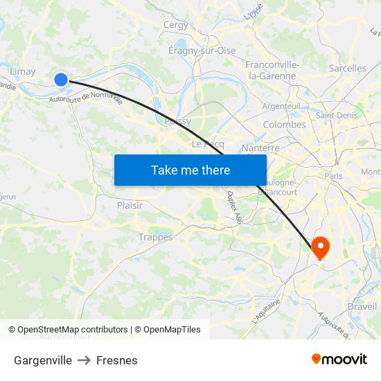 Gargenville to Fresnes map