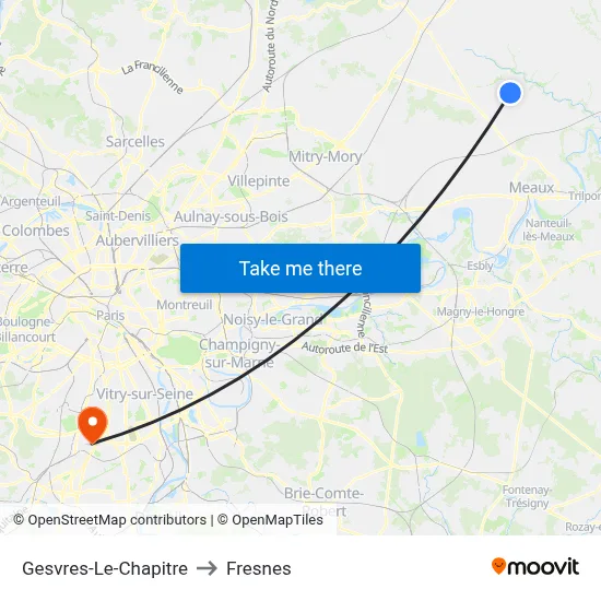 Gesvres-Le-Chapitre to Fresnes map