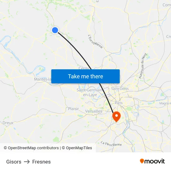 Gisors to Fresnes map