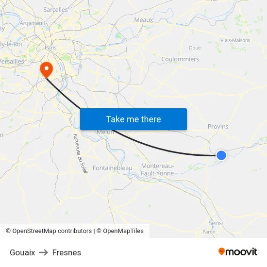 Gouaix to Fresnes map
