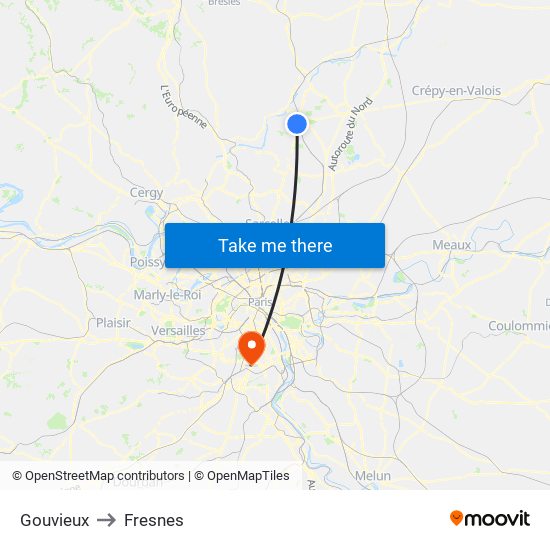 Gouvieux to Fresnes map