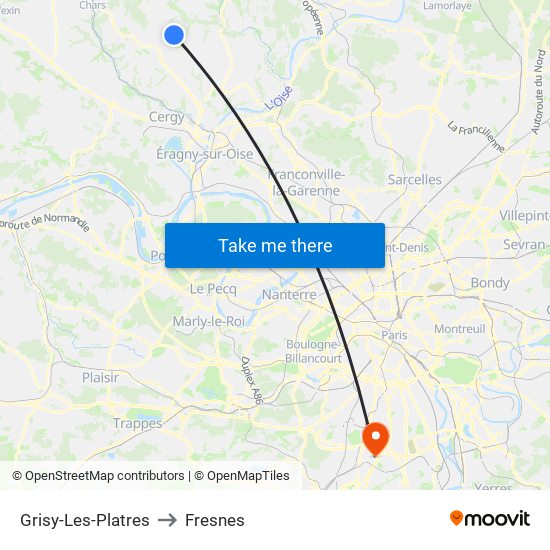 Grisy-Les-Platres to Fresnes map