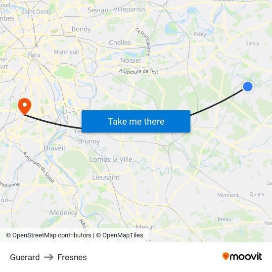 Guerard to Fresnes map