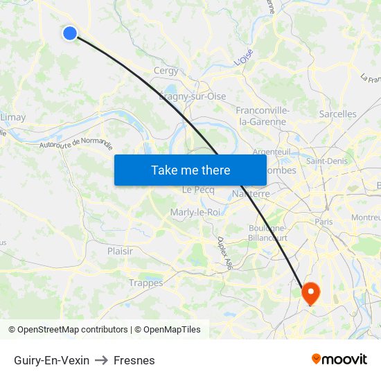 Guiry-En-Vexin to Fresnes map