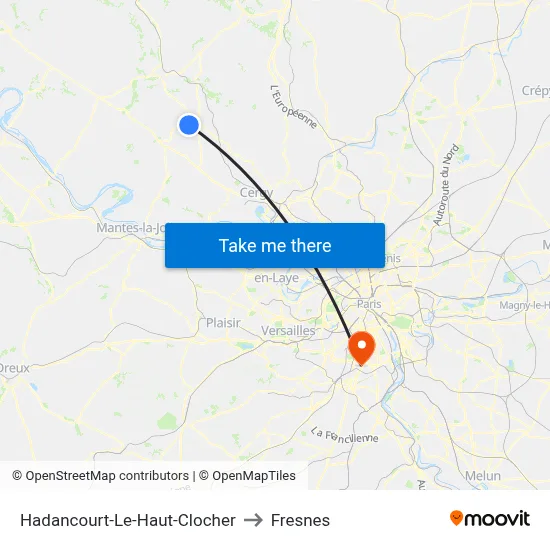 Hadancourt-Le-Haut-Clocher to Fresnes map
